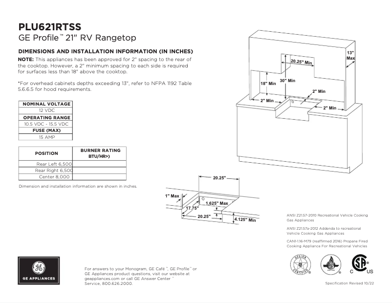 Imagen de la primera página del manual del dispositivo Profile PLU621RTSS