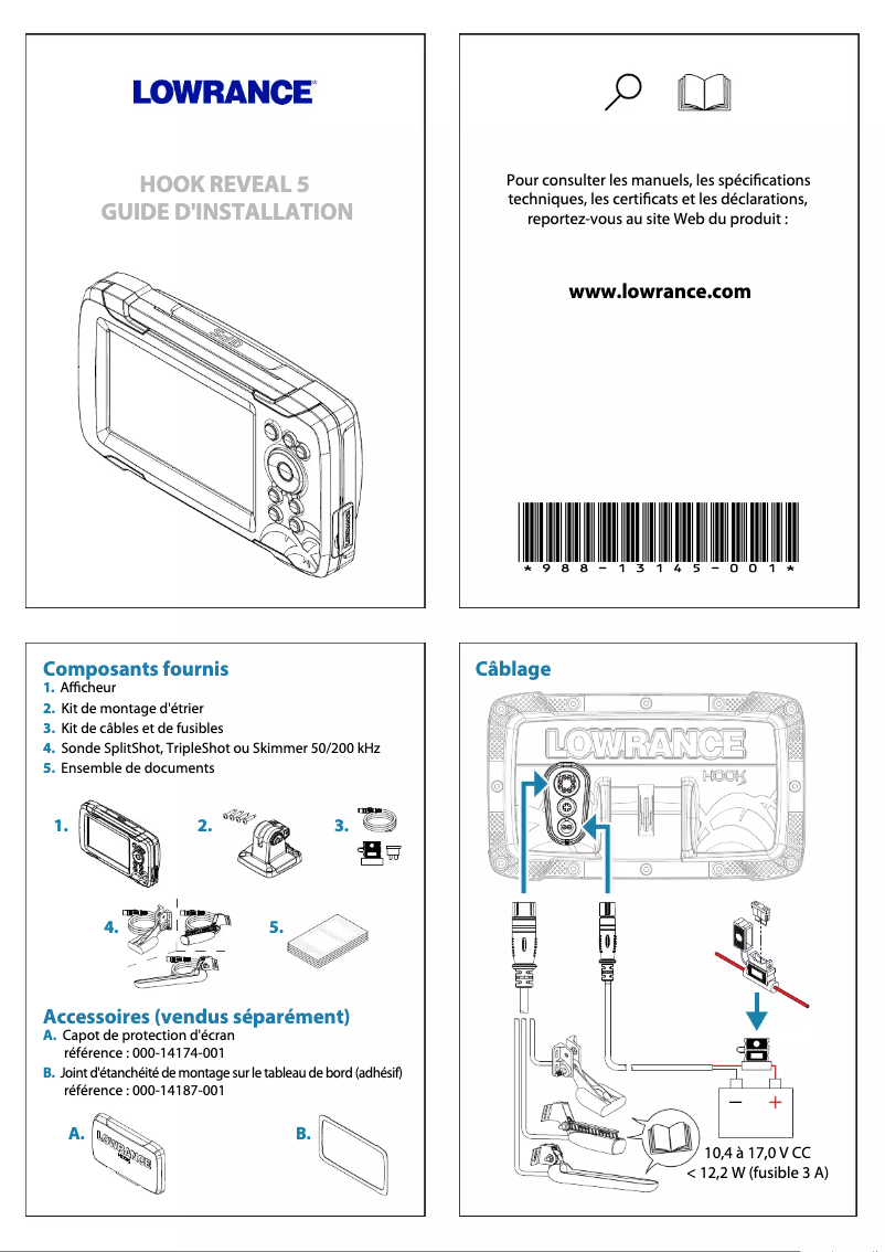 Página 1 del manual Instrucciones de seguridad Lowrance HOOK Reveal 5x