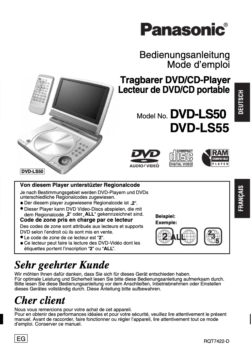 Imagen de la primera página del manual del dispositivo DVD-LS50