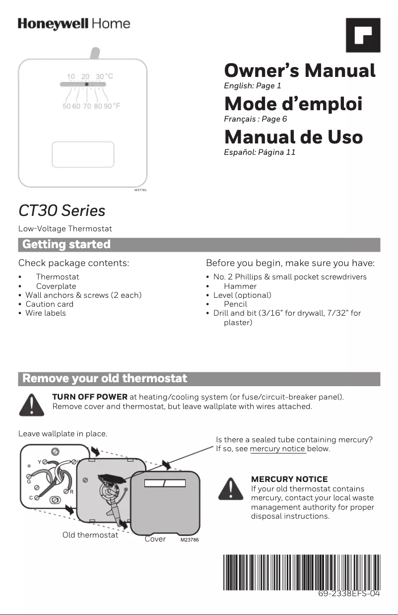Imagen de la primera página del manual del dispositivo CT31A1003/E