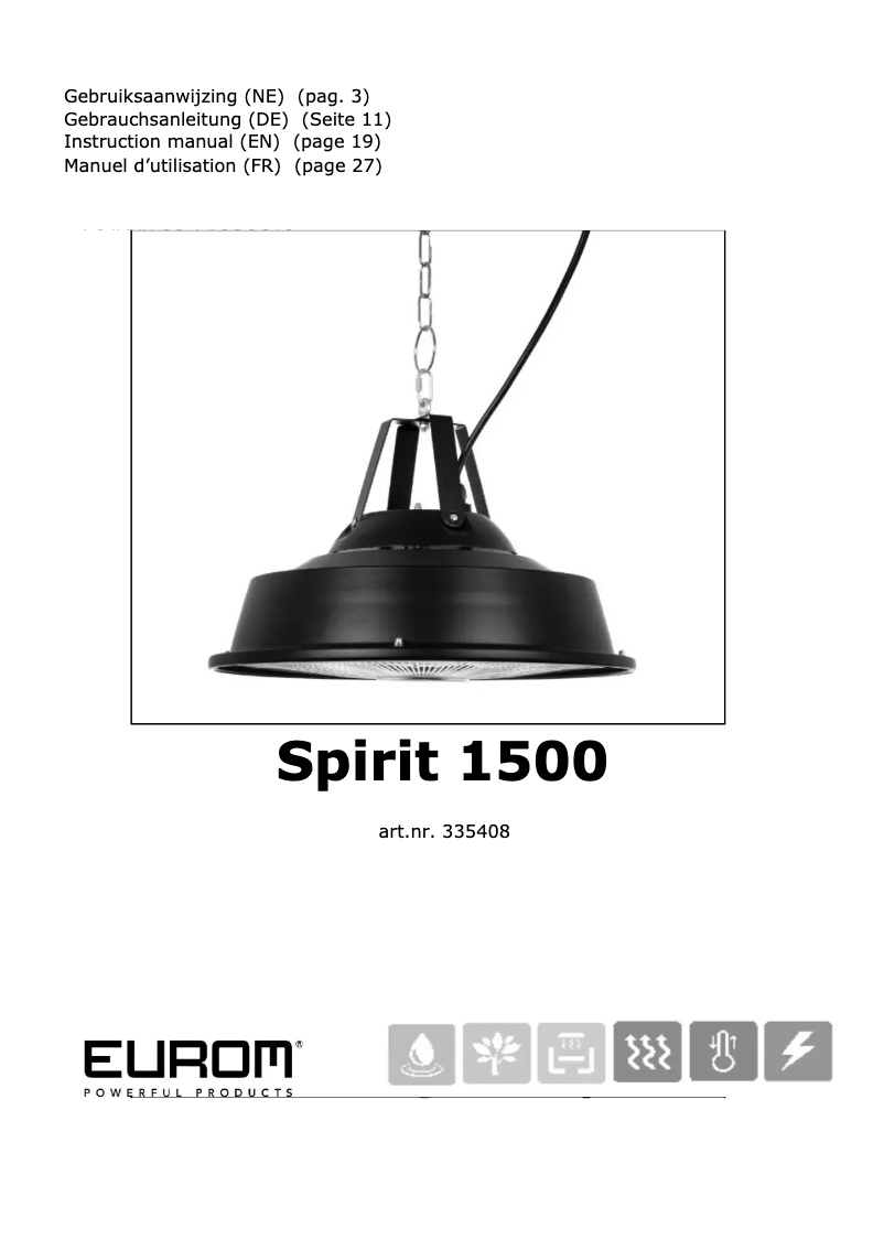 Página nº 1 - Manual de usuario Eurom Spirit 1500