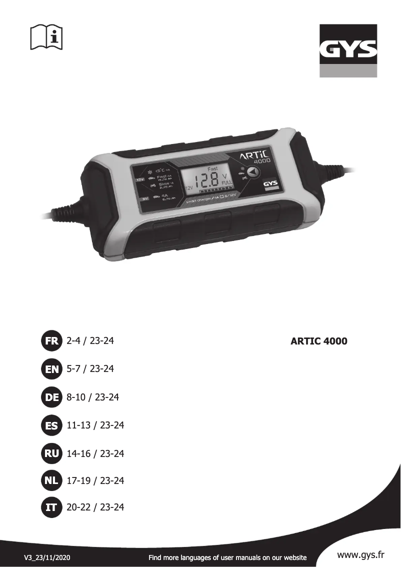 Imagen de la primera página del manual del dispositivo Artic 4000
