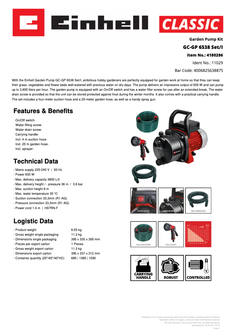 Imagen de la primera página del manual del dispositivo GC-GP 6538