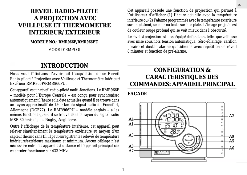 Página nº 1 - Manual de usuario Oregon Scientific RMR966P
