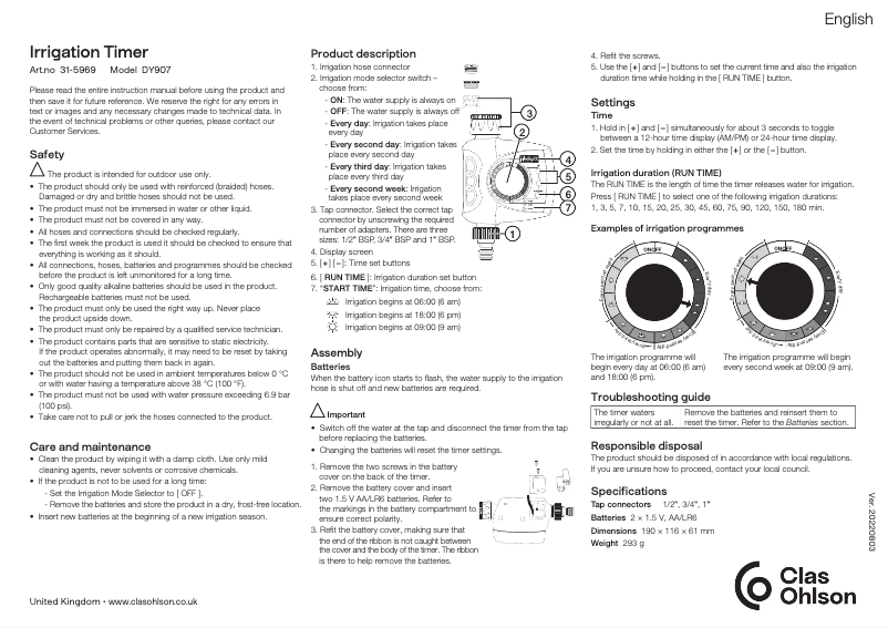 Imagen de la primera página del manual del dispositivo DY907