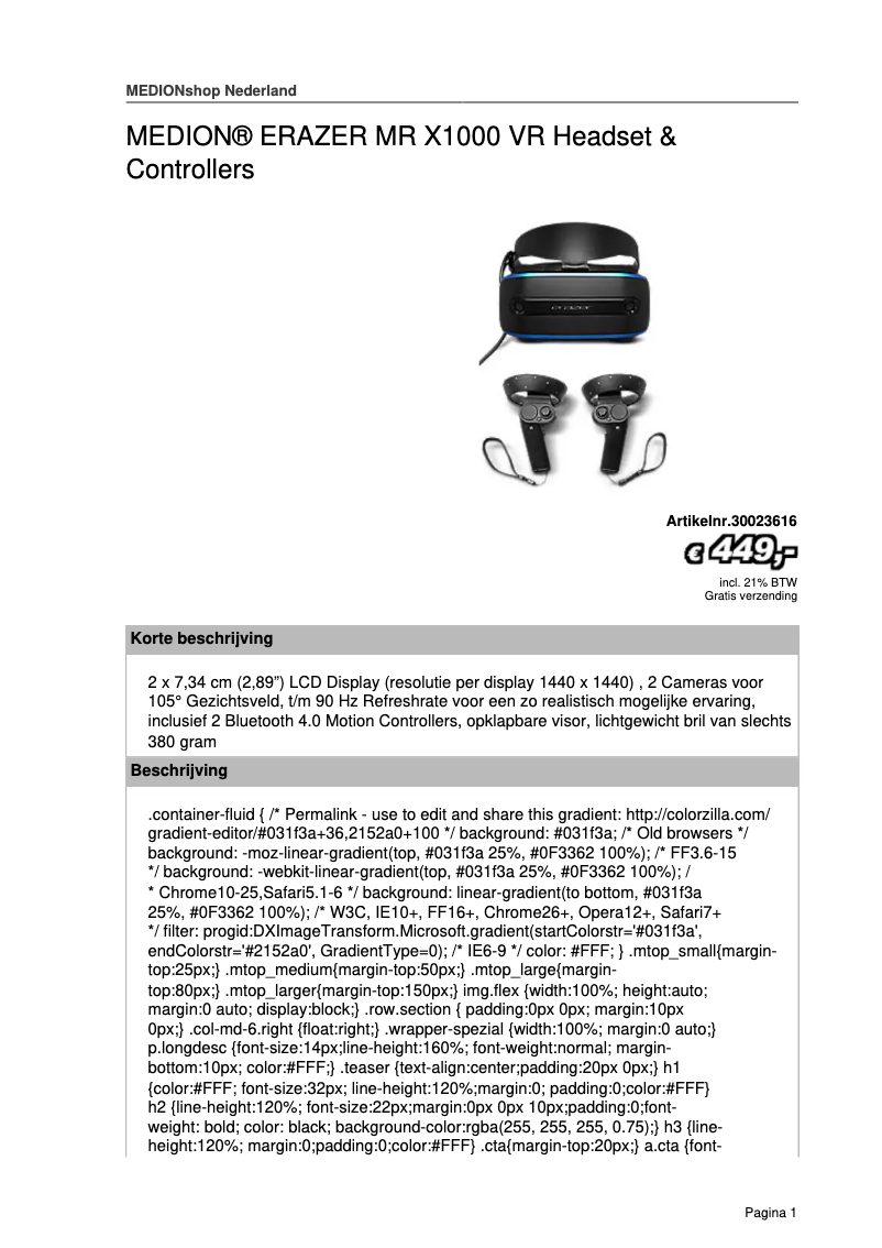 Imagen de la primera página del manual del dispositivo Erazer X1000