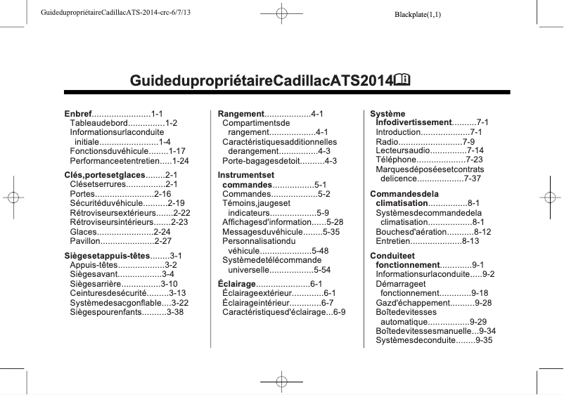 Página 1 del manual Manual de usuario Cadillac ATS (2014)