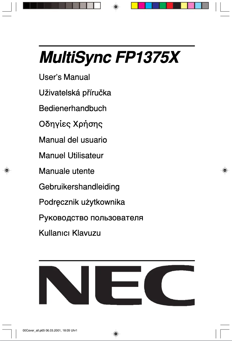 Imagen de la primera página del manual del dispositivo MultiSync FP1375X