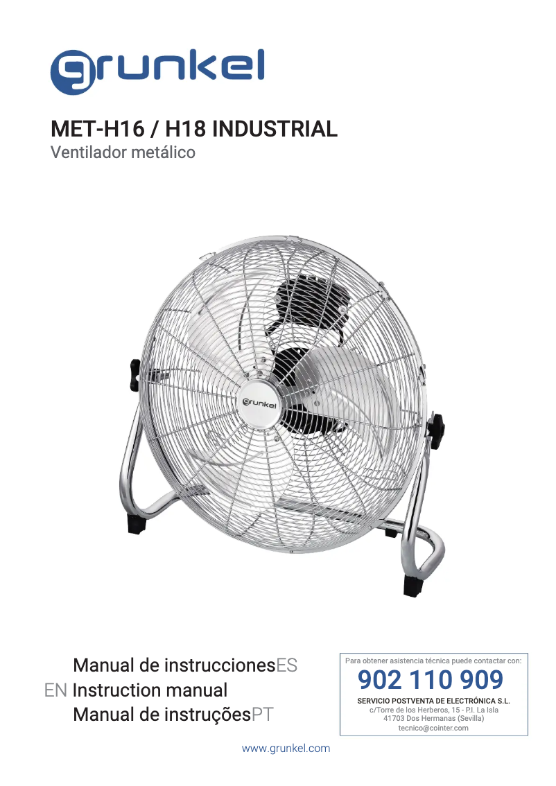 Página 1 del manual Manual de usuario Grunkel MET-H18 Industrial