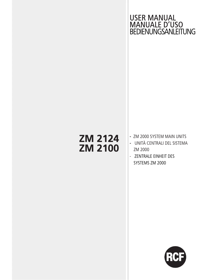 Página 1 del manual Manual de usuario RCF ZM 2124