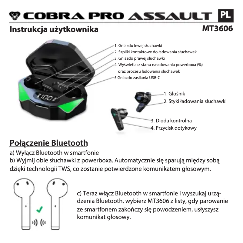 Página 1 del manual Manual de usuario Media-Tech ASSAULT TWS MT3606