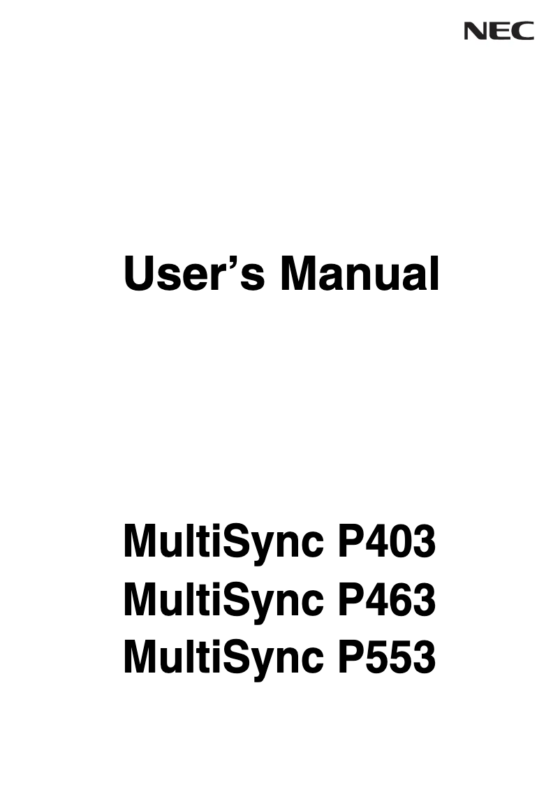 Página 1 del manual Manual de usuario NEC P463-AVT