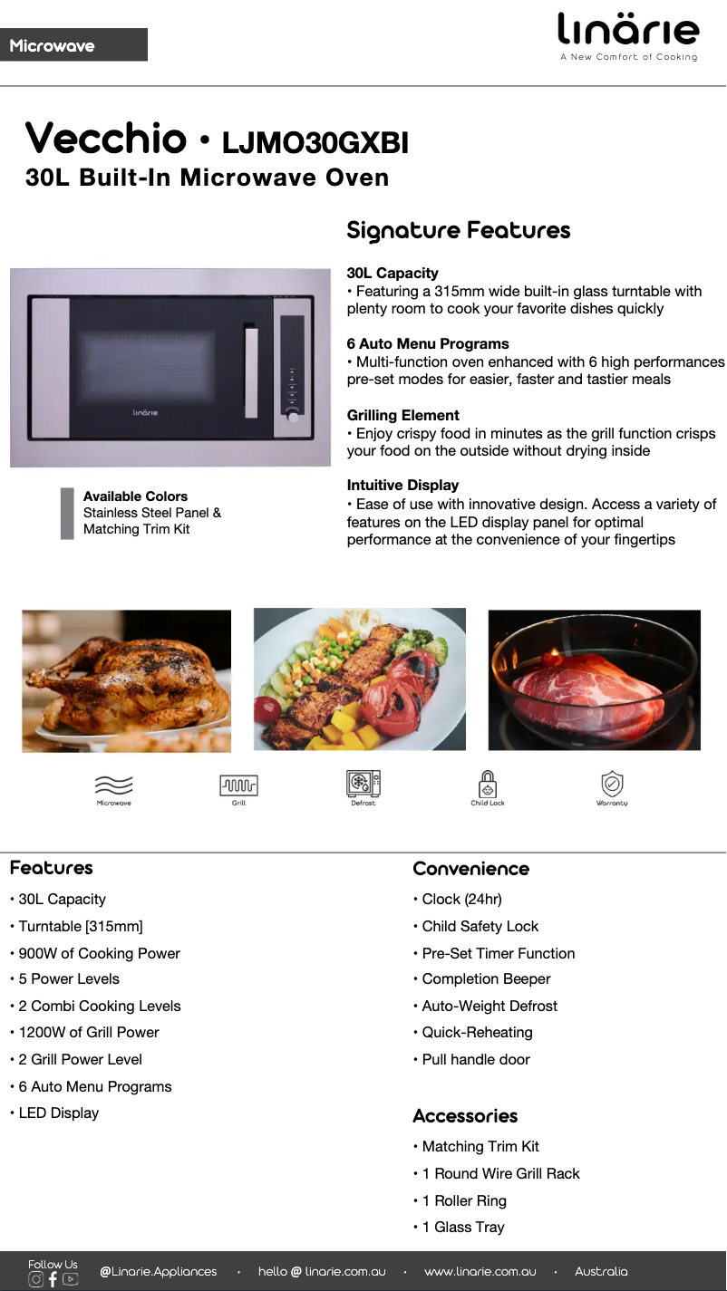 Imagen de la primera página del manual del dispositivo Vecchio LJMO30GXBI