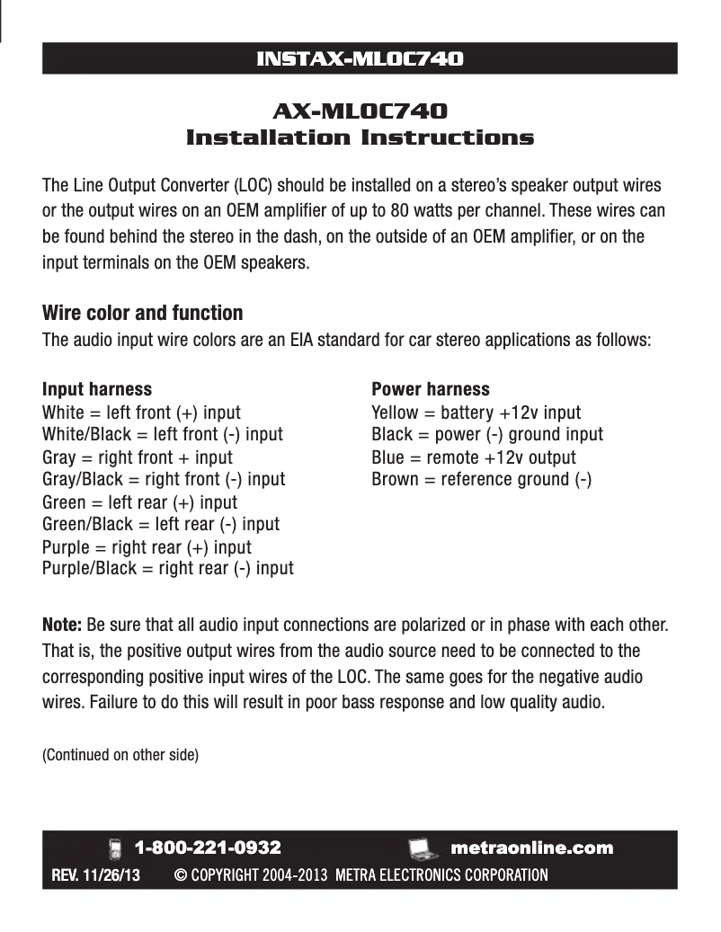 Imagen de la primera página del manual del dispositivo AX-MLOC740