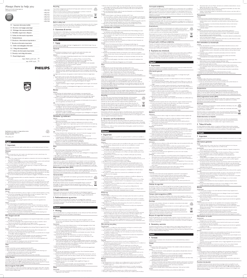 Imagen de la primera página del manual del dispositivo Daily Collection HR2103