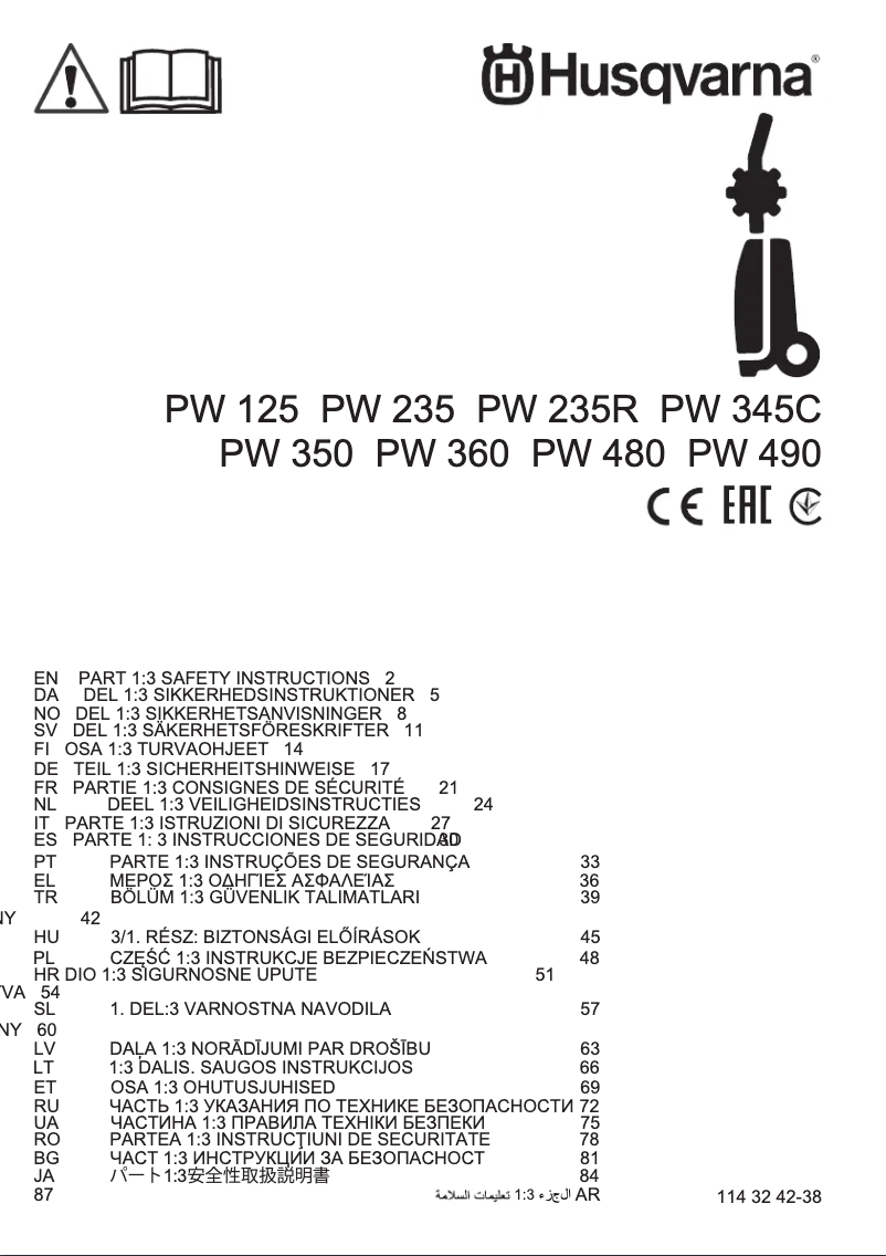 Página nº 1 - Manual de usuario Husqvarna PW 345C