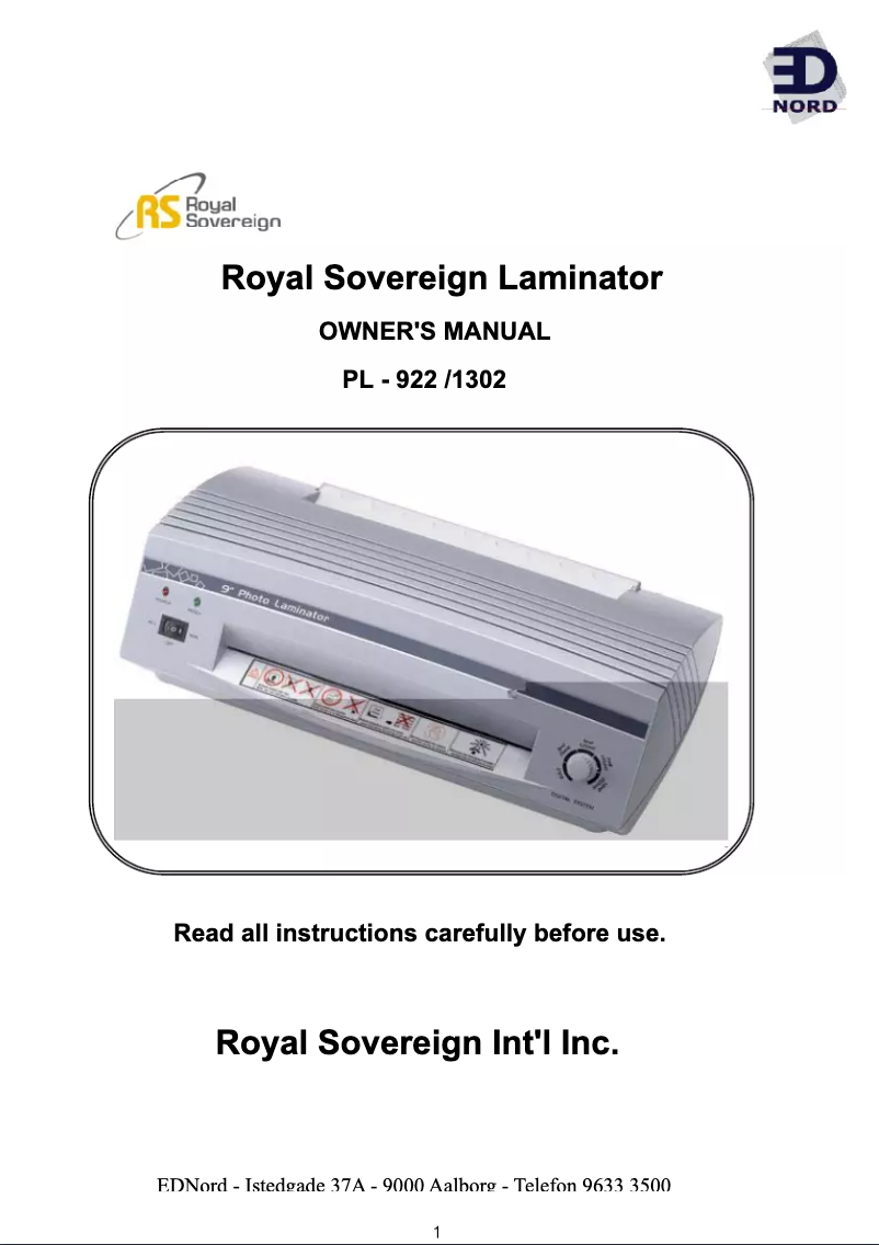 Página 1 del manual Manual de usuario Royal Sovereign PL-1302