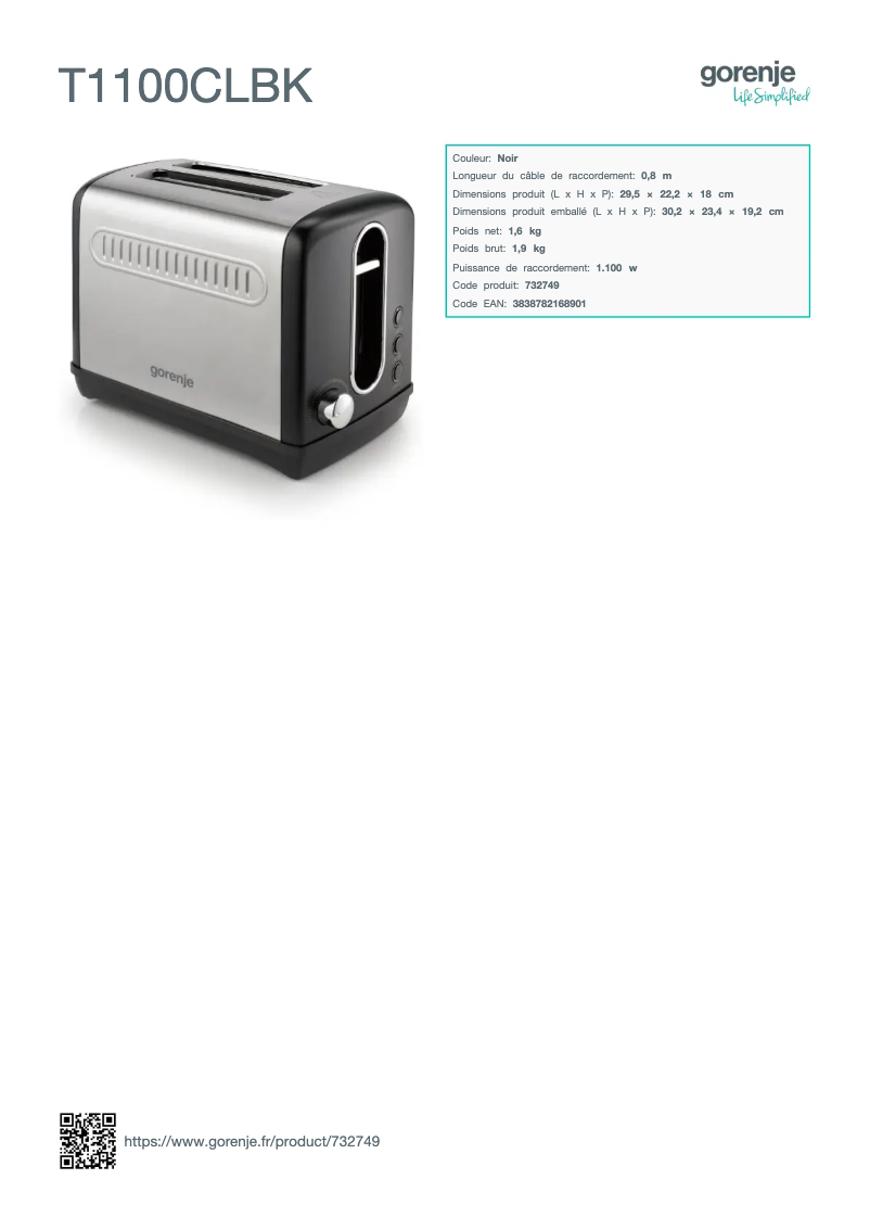 Imagen de la primera página del manual del dispositivo T1100CLBK