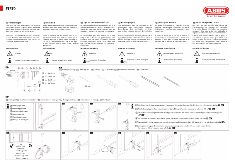 Página 1 del manual Manual de instrucciones Abus FTR70