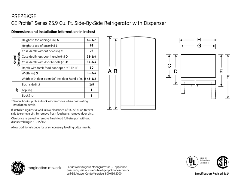 Imagen de la primera página del manual del dispositivo Profile PSE26KWW