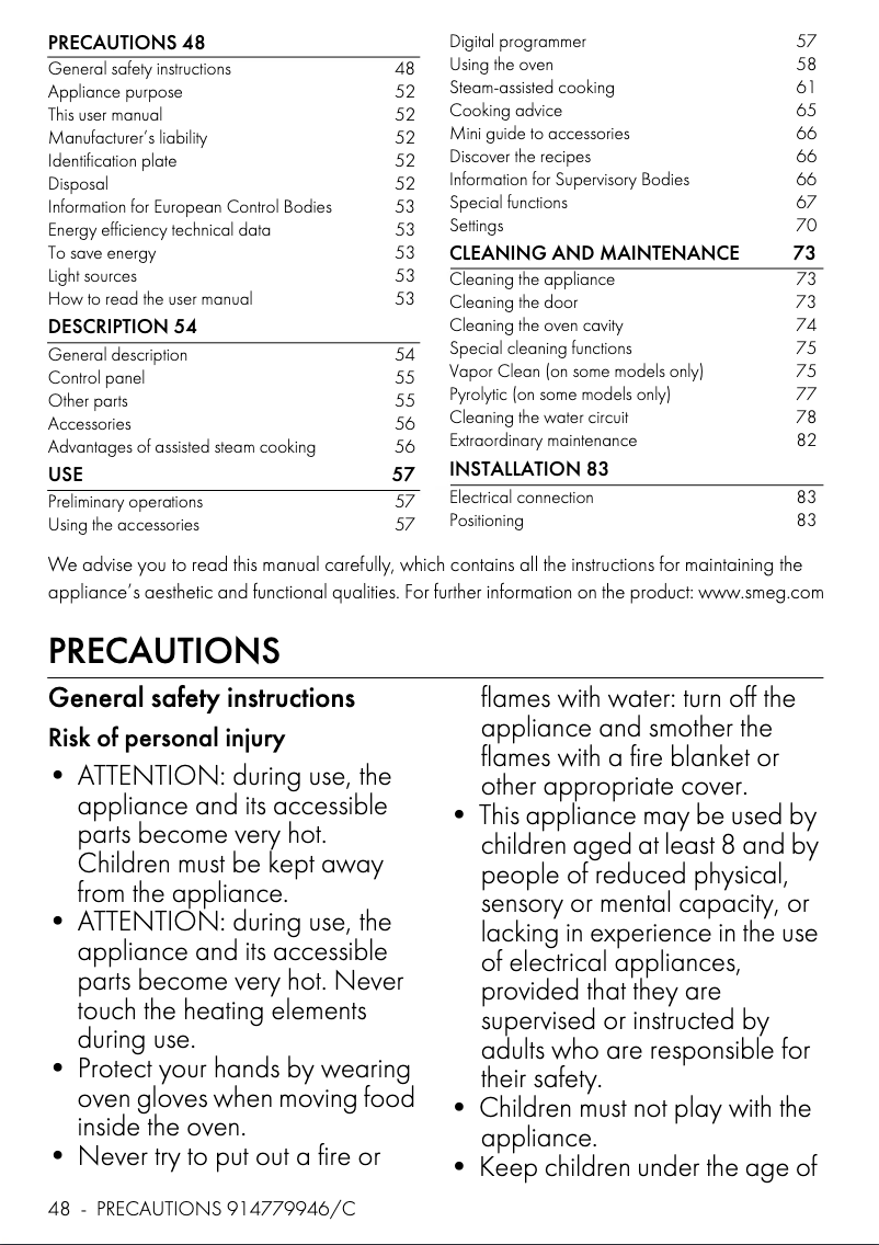 Página 1 del manual Manual de usuario Smeg SO6101S2S