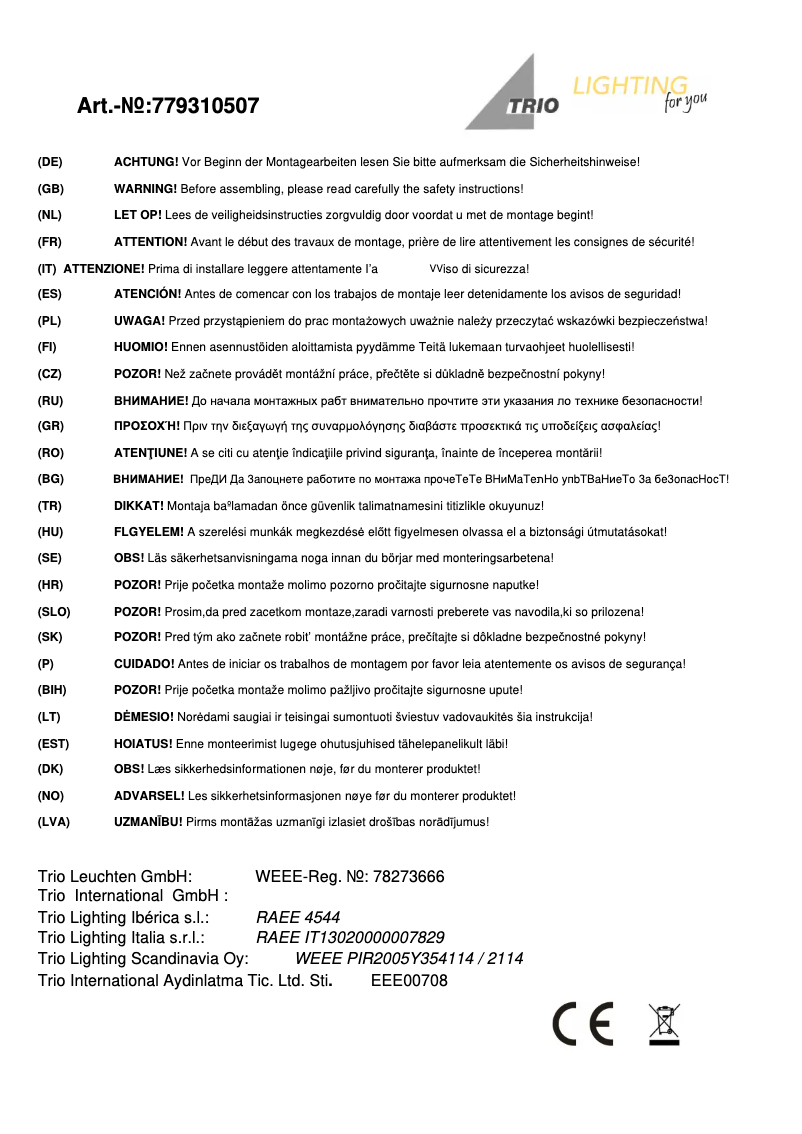 Página 1 del manual Manual de usuario Trio Lighting Shark 779310507