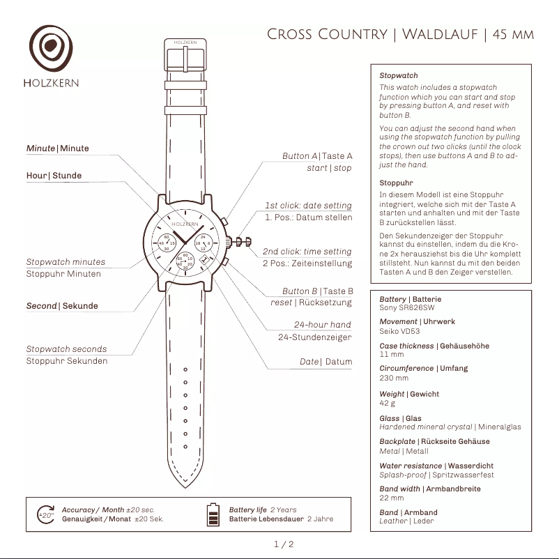 Página 1 del manual Manual de usuario Holzkern Schattenwald