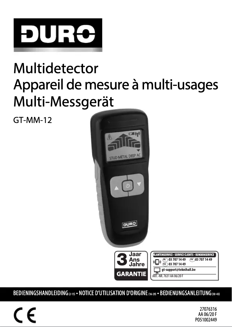 Imagen de la primera página del manual del dispositivo GT-MM-12