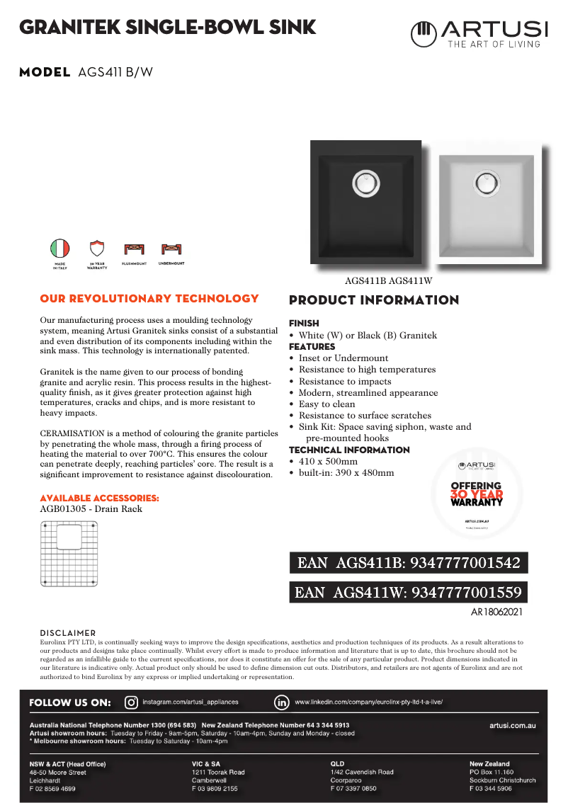 Imagen de la primera página del manual del dispositivo AGS411W