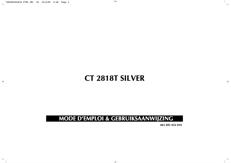 Imagen de la primera página del manual del dispositivo CT2818T Silver