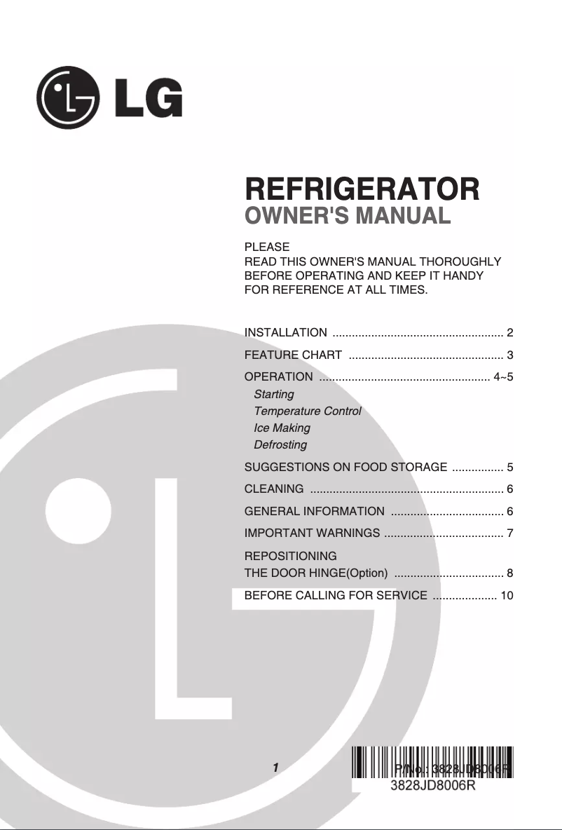 Página nº 1 - Manual de usuario LG GR-141SFQ