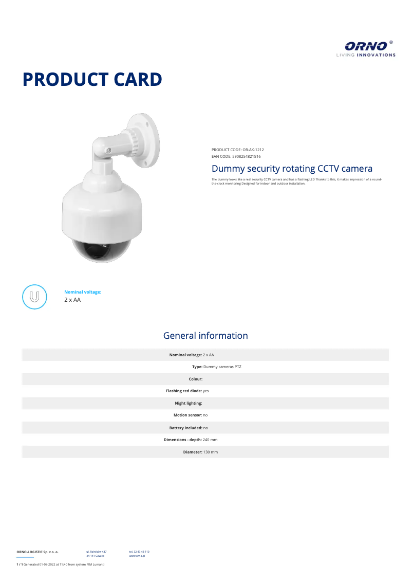 Imagen de la primera página del manual del dispositivo OR-AK-1212