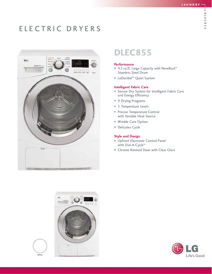 Página 1 del manual Ficha técnica LG DLEC855W