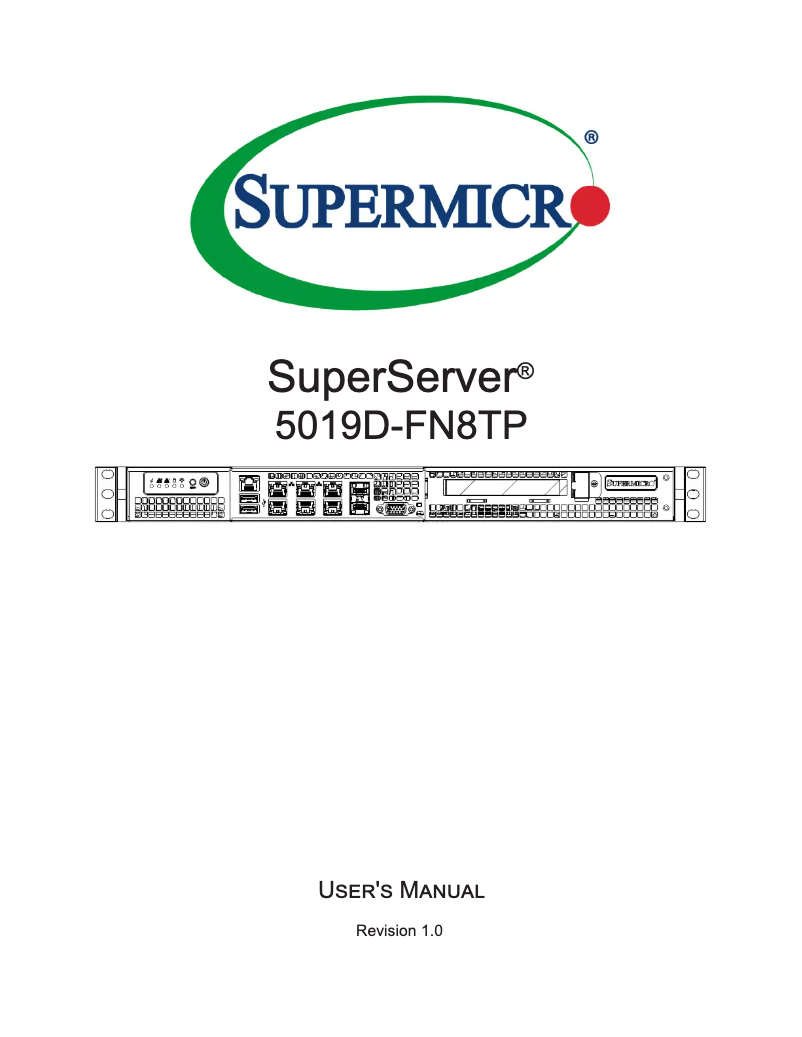 Imagen de la primera página del manual del dispositivo SuperServer 5019D-FN8TP