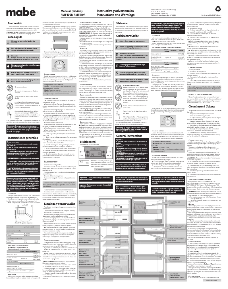Imagen de la primera página del manual del dispositivo RMT400RYMRE0