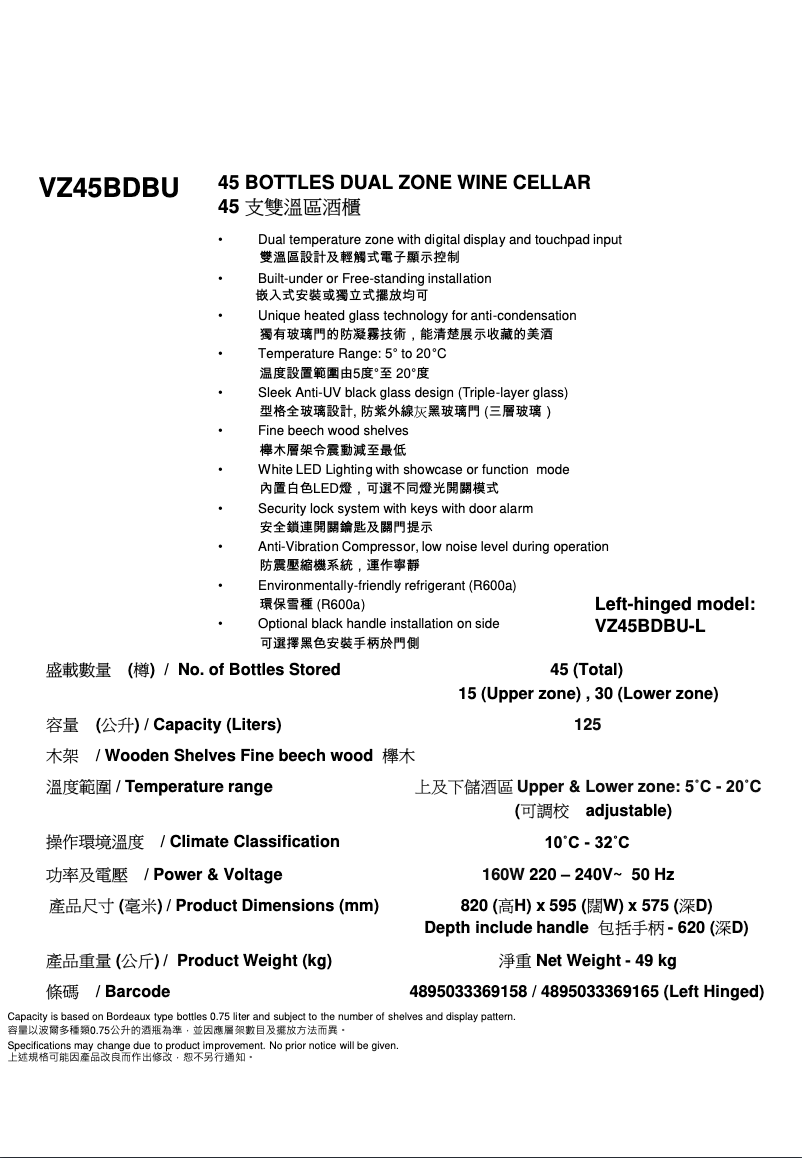 Imagen de la primera página del manual del dispositivo VZ45BDBU