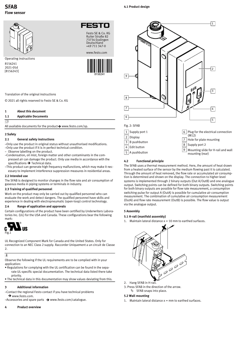 Imagen de la primera página del manual del dispositivo SFAB-200U-HQ10-2SA-M12