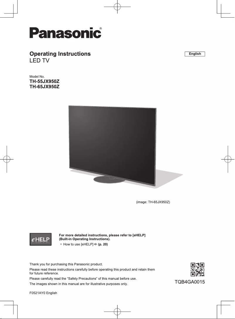 Página 1 del manual Manual de usuario Panasonic TH-55JX950Z