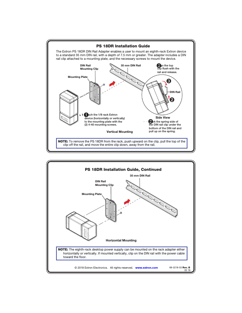 Página 1 del manual Manual de usuario Extron PS 18DR