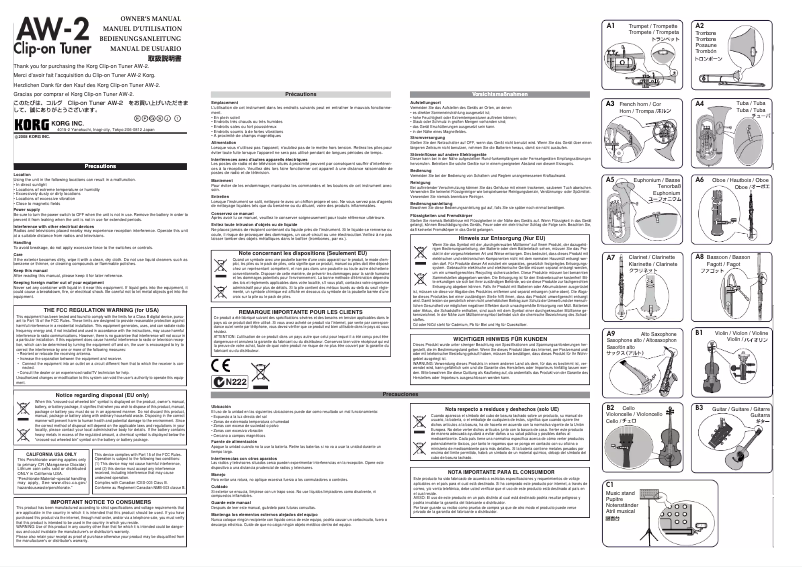 Imagen de la primera página del manual del dispositivo AW-2