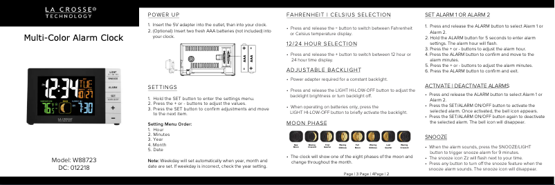 Imagen de la primera página del manual del dispositivo W88723