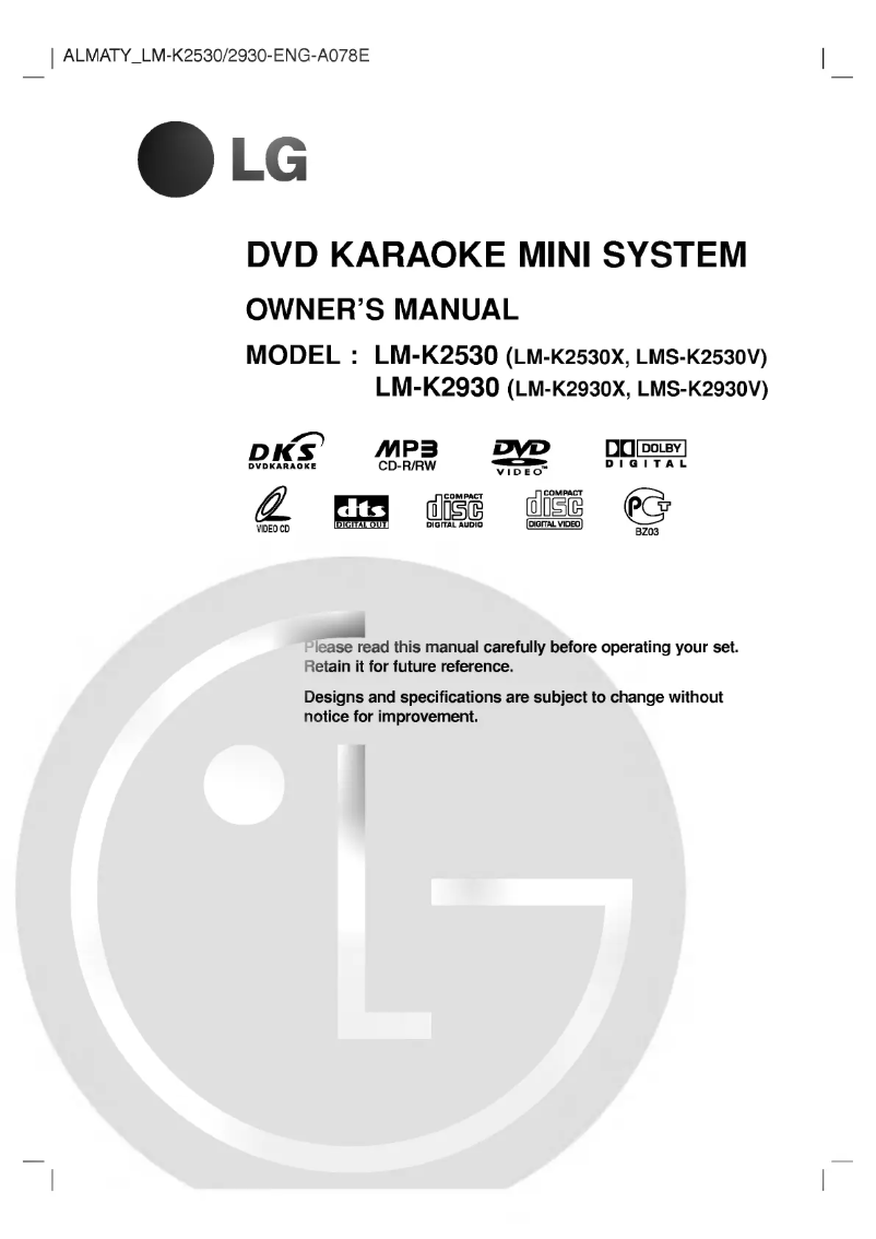 Imagen de la primera página del manual del dispositivo LM-K2530X