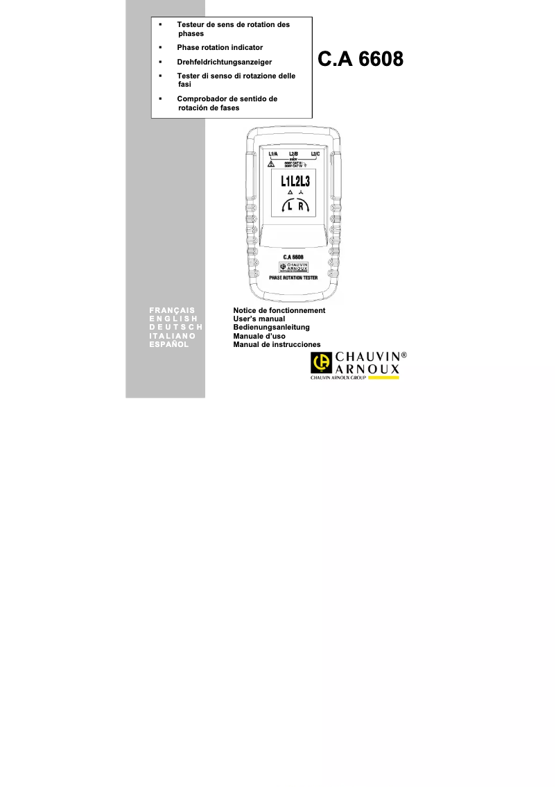 Imagen de la primera página del manual del dispositivo C.A 6608