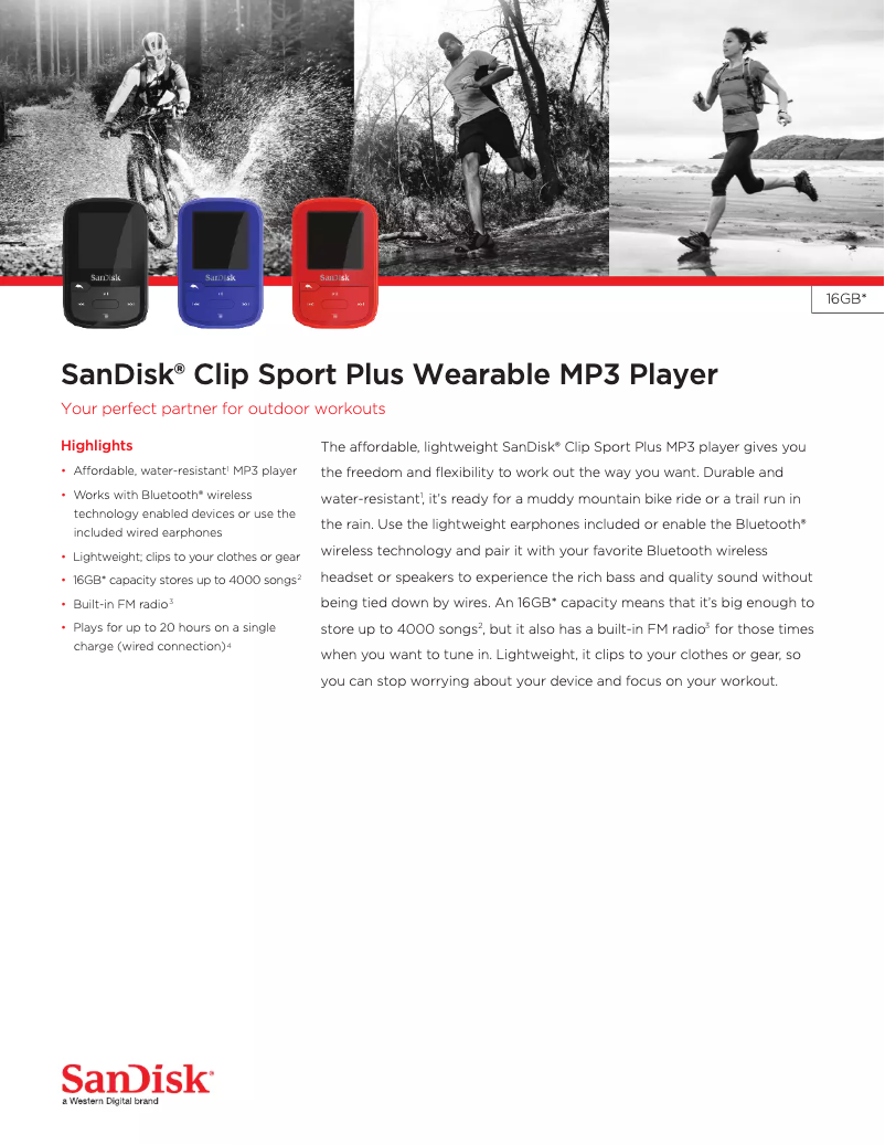 Página 1 del manual Ficha técnica Sandisk Clip Sport Plus