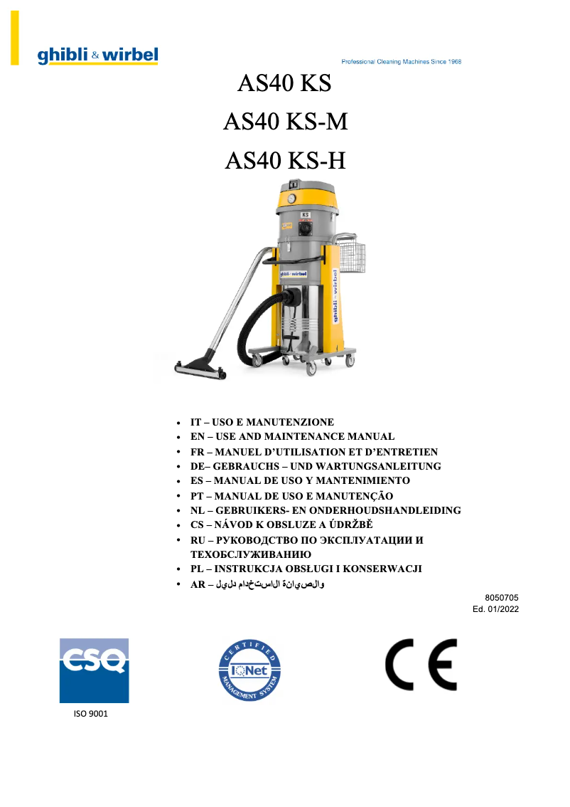Página 1 del manual Manual de uso y mantenimiento Ghibli & Wirbel AS 40 KS M