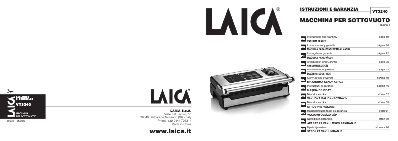 Imagen de la primera página del manual del dispositivo VT3240