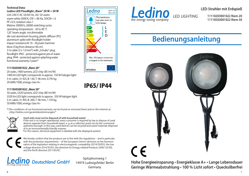 Imagen de la primera página del manual del dispositivo Riem 50