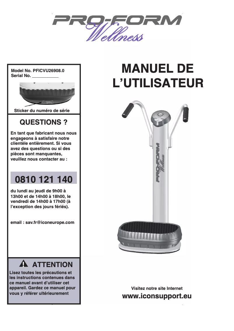 Página nº 1 - Manual de usuario Pro-form PFICVU26908.0