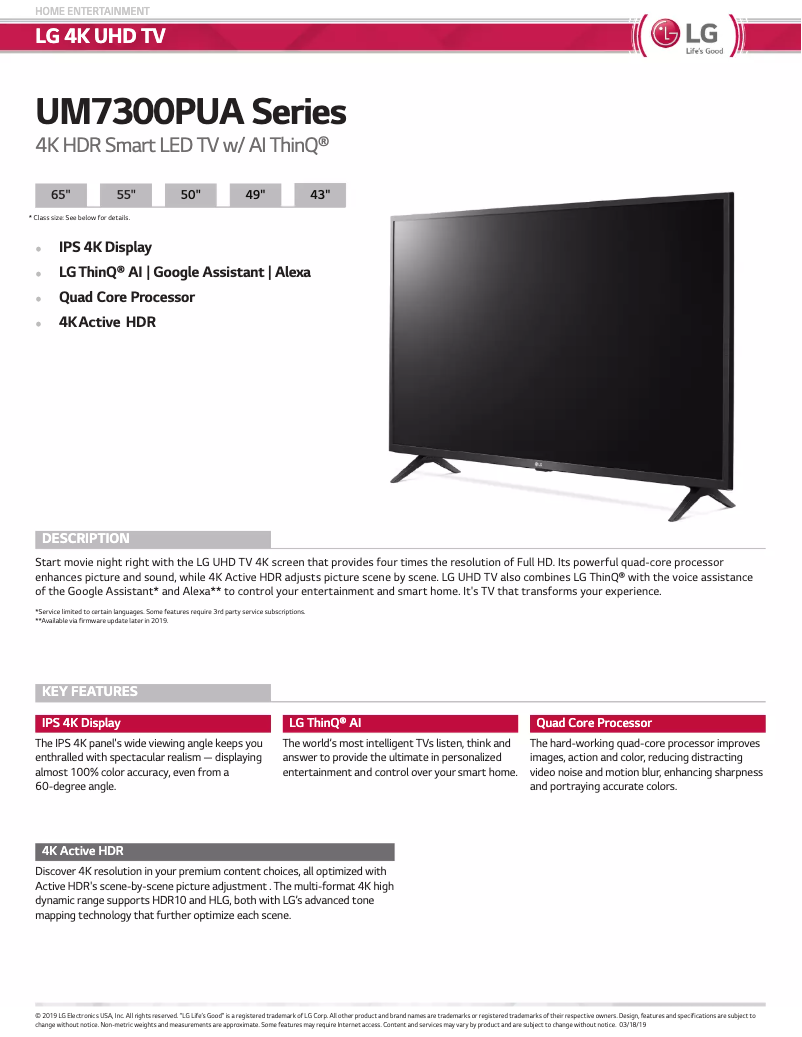 Imagen de la primera página del manual del dispositivo 55UM7300PUA