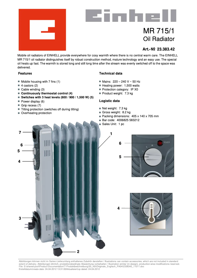 Imagen de la primera página del manual del dispositivo MR 715/1